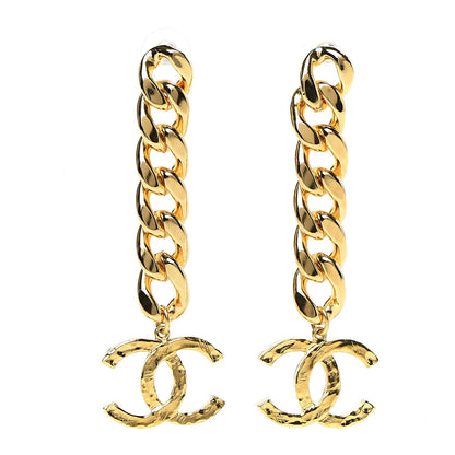 Chanel Metal CC Pick Drop Earrings Gold 1 of 5