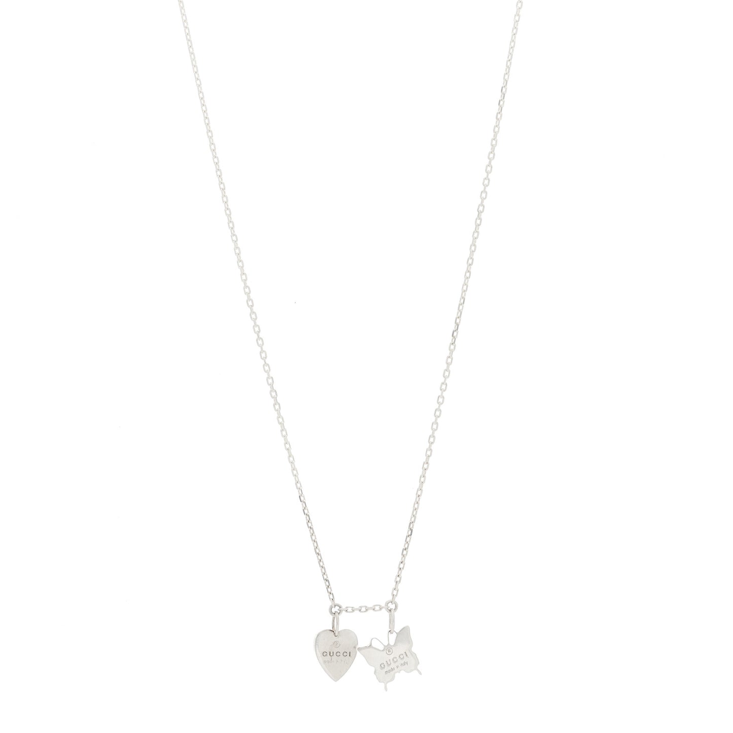 Sterling Silver Trademark Butterfly Heart Charm Pendant Necklace
