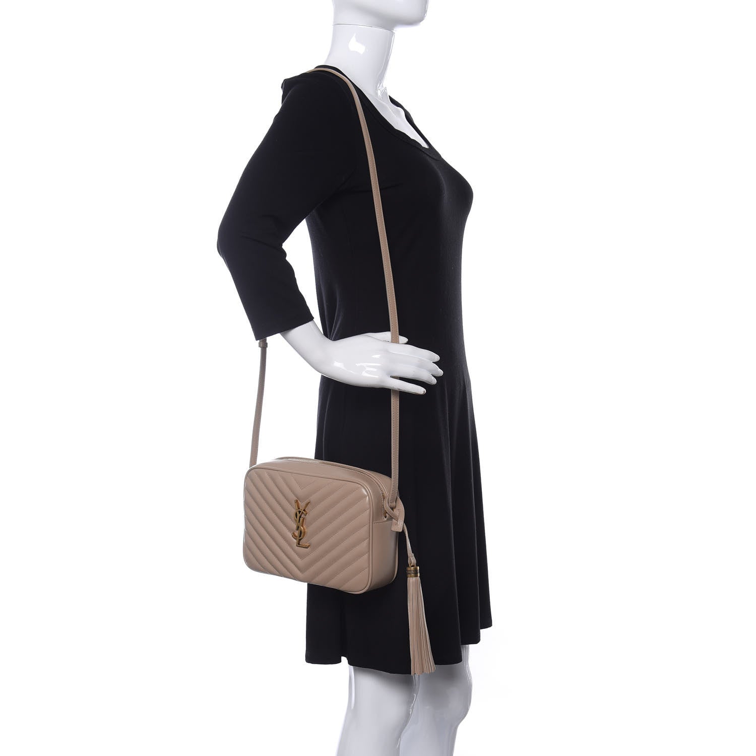 Saint Laurent Calfskin Matelasse Monogram Lou Camera Bag Nude Powder 2 of 10