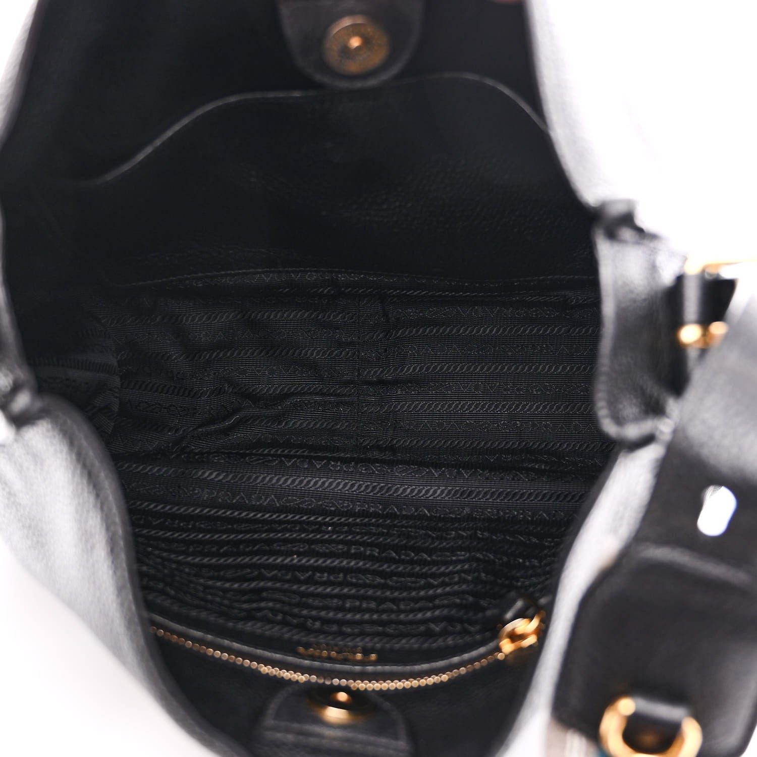 Prada Vitello Daino Zippered Messenger Hobo Black 5 of 17