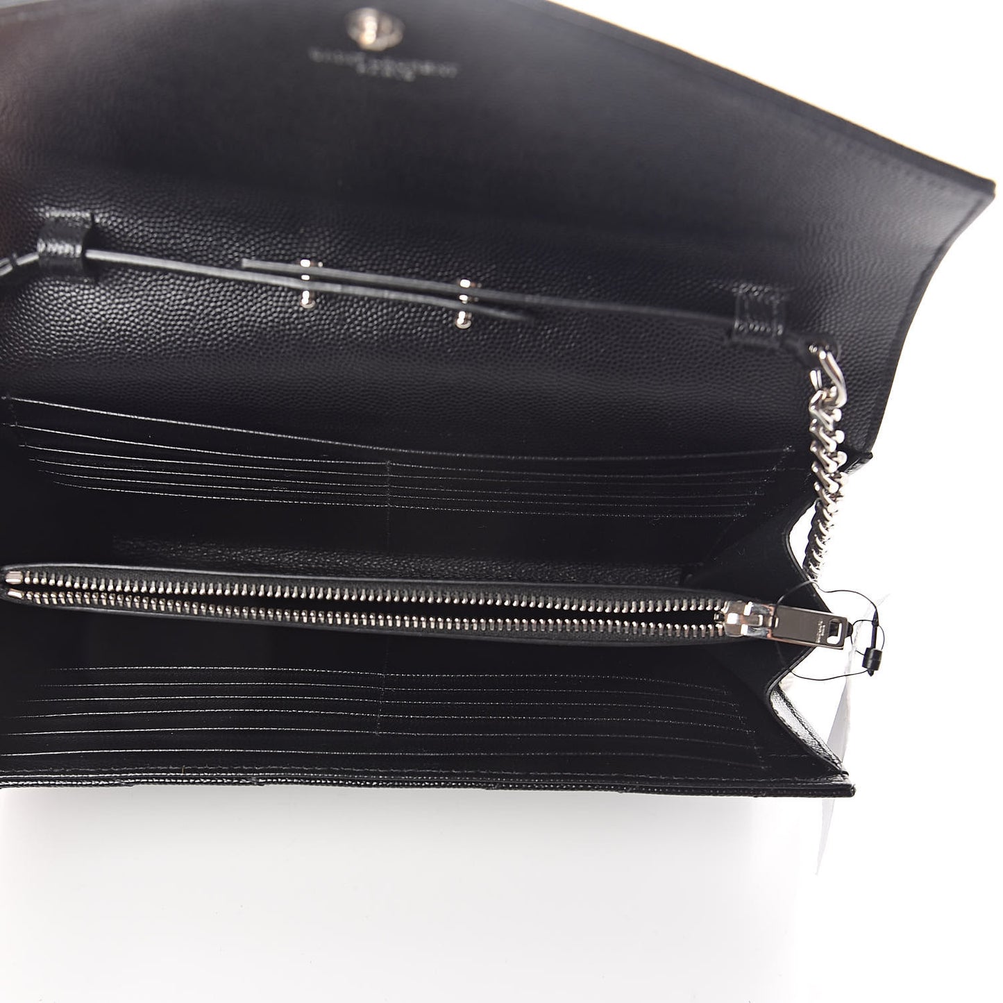 Grain De Poudre Matelasse Chevron Monogram Chain Wallet Black