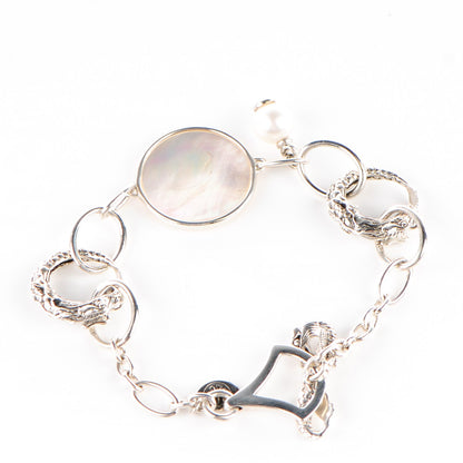 John Hardy Sterling Silver Pearl Mother of Pearl Naga Dragon Link Bracelet 3 of 6