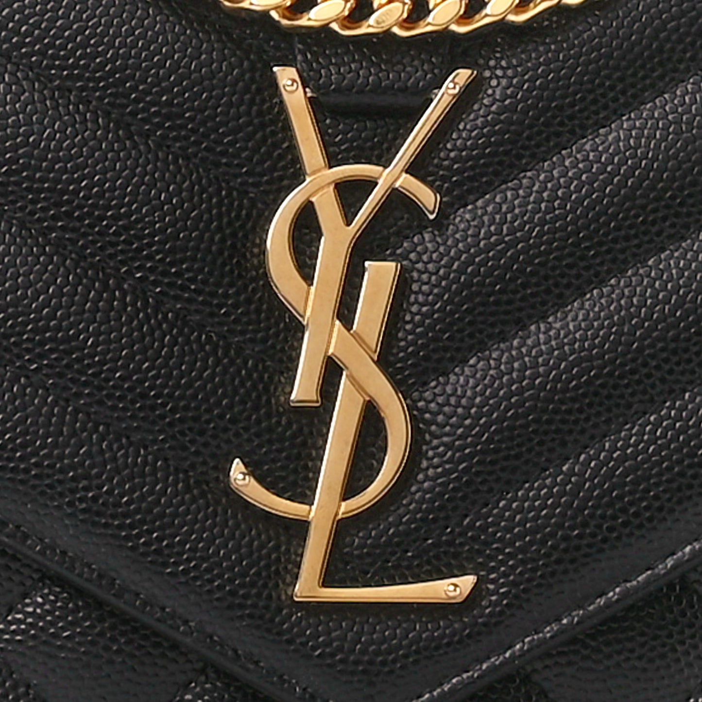 SAINT LAURENT Grain De Poudre Mixed Matelasse Triquilt Monogram Chain Wallet Black