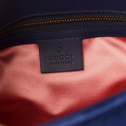 Gucci Velvet Matelasse Small GG Marmont Shoulder Bag Cobalt Blue 7 of 9