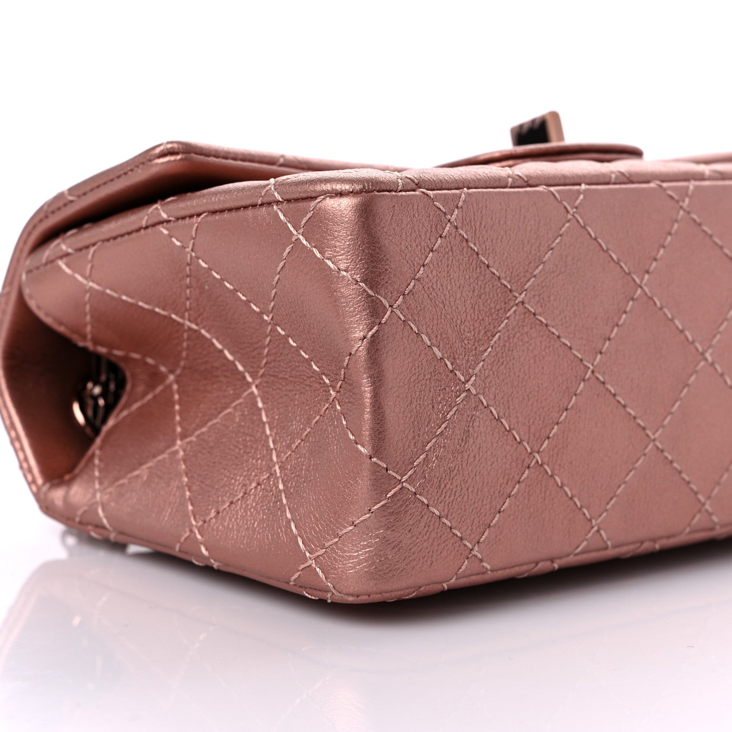 Chanel Metallic Grained Calfskin Quilted 2.55 Reissue Mini Flap Copper Pink 8 of 9