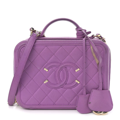 Chanel Caviar Quilted Medium CC Filigree Vanity Case Purple 1 of 16