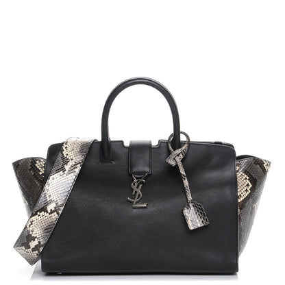 Saint Laurent Smooth Calfskin Python Monogram Downtown Cabas Black Grey 1 of 8