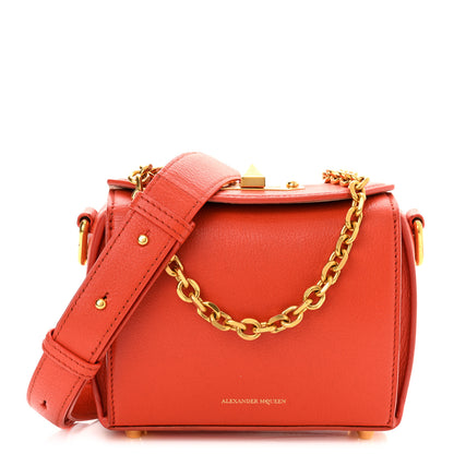 Alexander McQueen Silky Amish Grained Goatskin Box Shoulder Bag 16 Flame 1 of 10