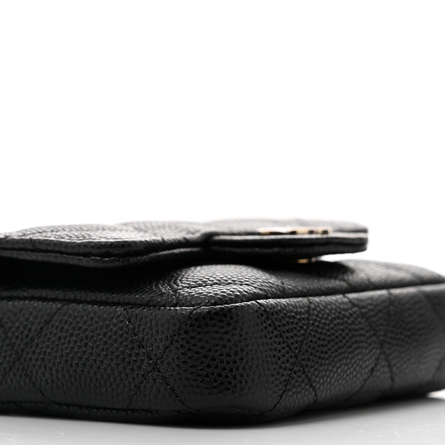 Caviar Quilted Mini Chain Belt Bag Black