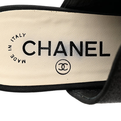Chanel Fabric Glitter Cap Toe Logo Pumps 41 Black 8 of 9