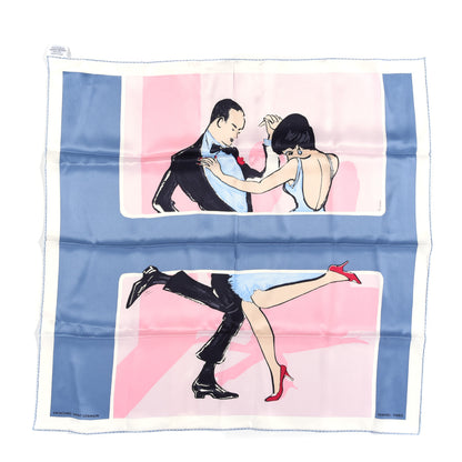 Hermes Silk Swinging Saint Germain Scarf 70 Bleu Jean Rose White 1 of 5
