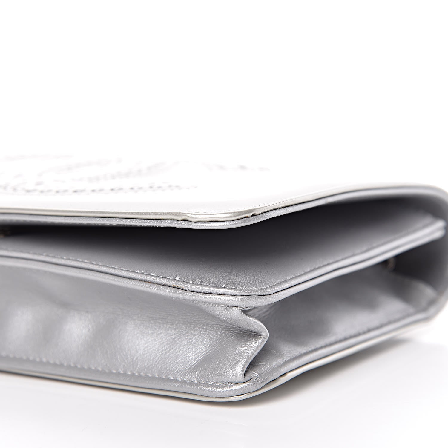 Chanel Patent Strass Wallet On Chain WOC Silver 9 of 16