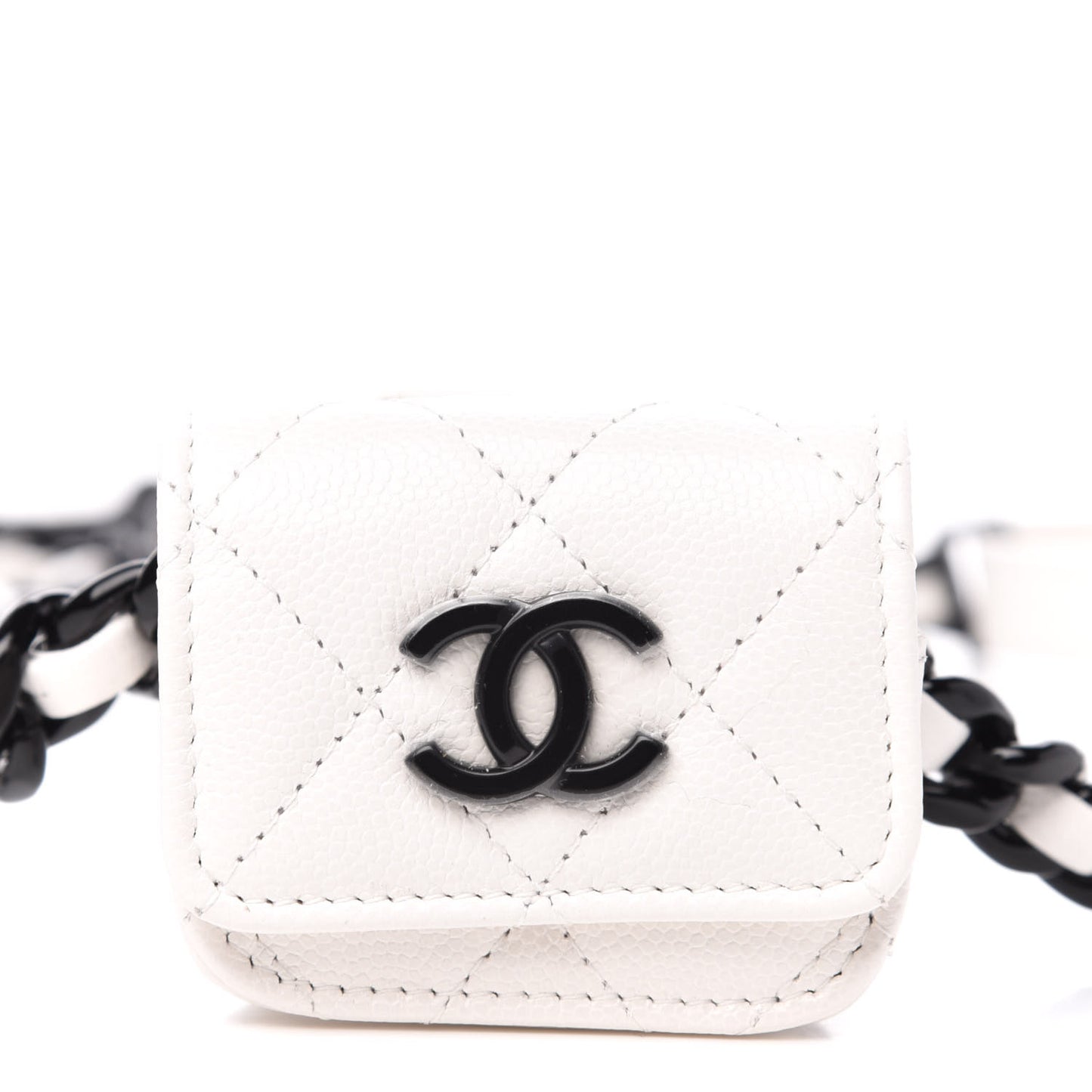 Caviar Quilted Airpods Pro Holder Belt White