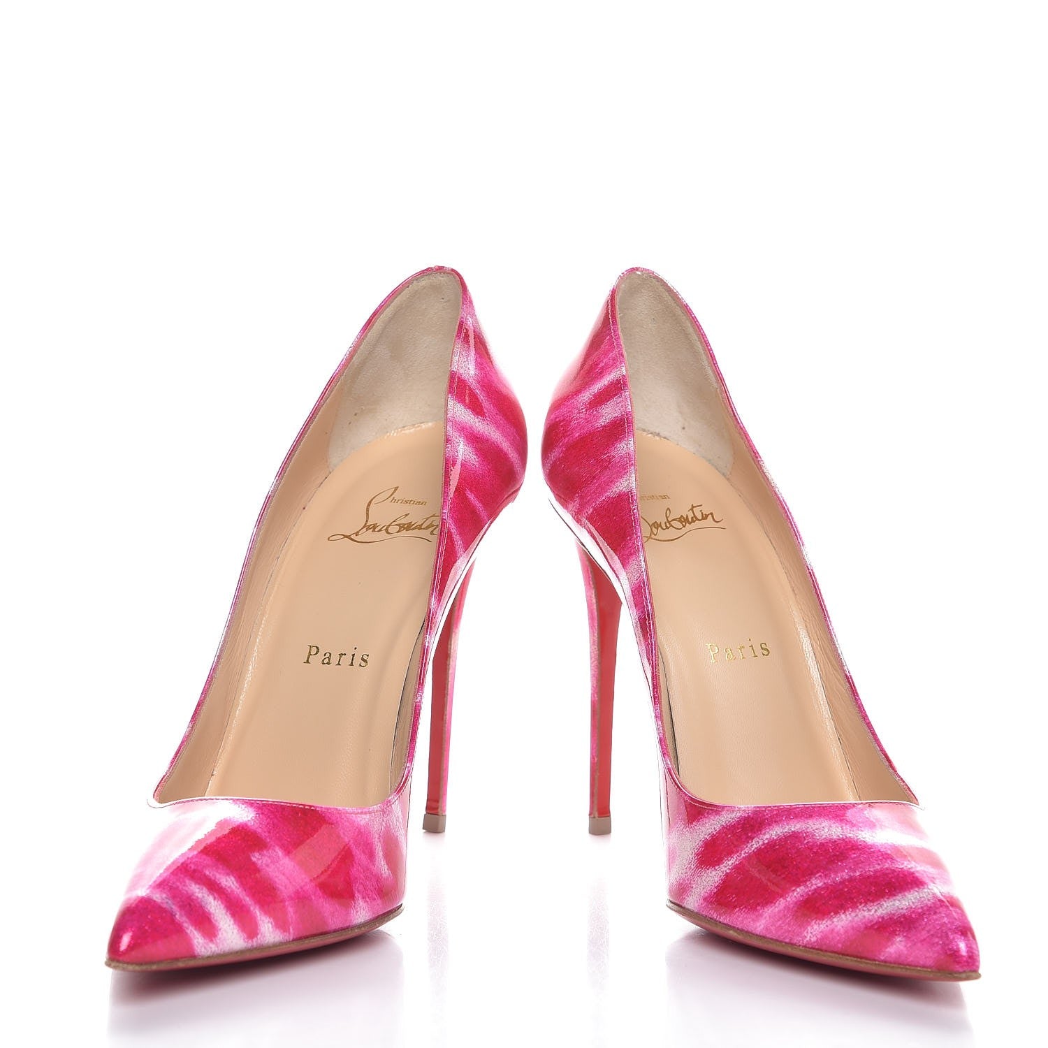 Christian Louboutin Patent Glittart Pigalle Follies 100 Pumps 38 Shocking Pink 5 of 11