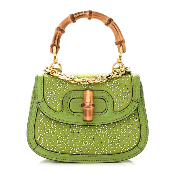 GUCCI ビーズ刺繍の黄緑色パーティーバッグ d92665b7a438a0895e158467ffda39