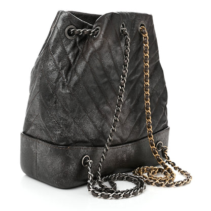 Chanel Metallic Grained Goatskin Chevron Quilted Gabrielle Backpack Dark Silver Gold 3 of 10