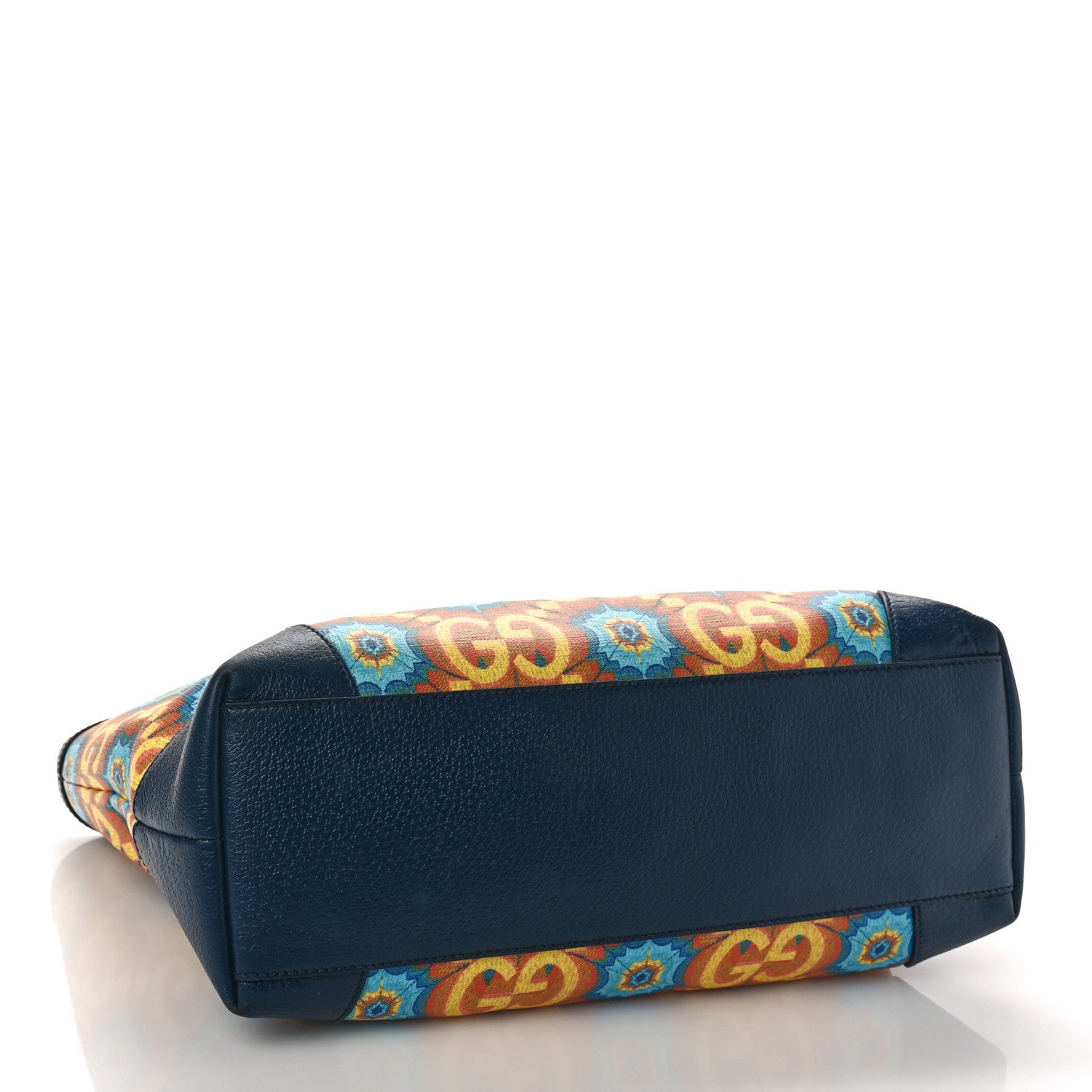 Gucci GG Supreme Kaleidoscope Calfskin Script Logo Gucci 100 Tote Bag Blue Orange Multicolor Blue Agata 4 of 8