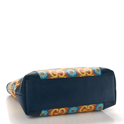 Gucci GG Supreme Kaleidoscope Calfskin Script Logo Gucci 100 Tote Bag Blue Orange Multicolor Blue Agata 4 of 8