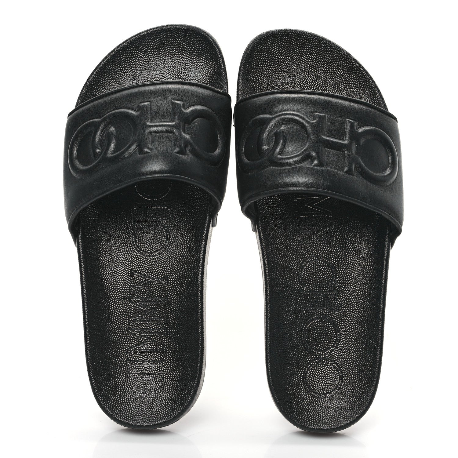 Jimmy Choo Nappa Embossed Logo Azari Slide Sandals 40 Black 2 of 10