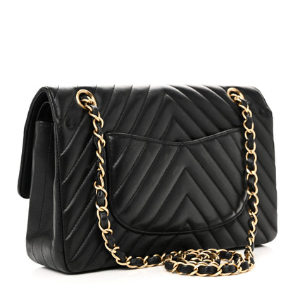 Chanel Lambskin Chevron Quilted Medium Double Flap Black 3 of 10