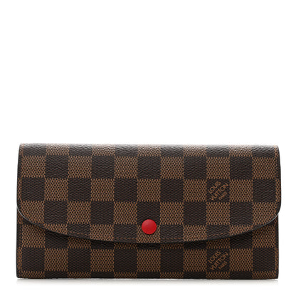 Louis Vuitton Damier Ebene Emilie Wallet Red 1 of 8