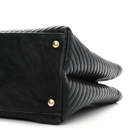 Chanel Wrinkled Lambskin Chevron Quilted Surpique Tote Black 10 of 12