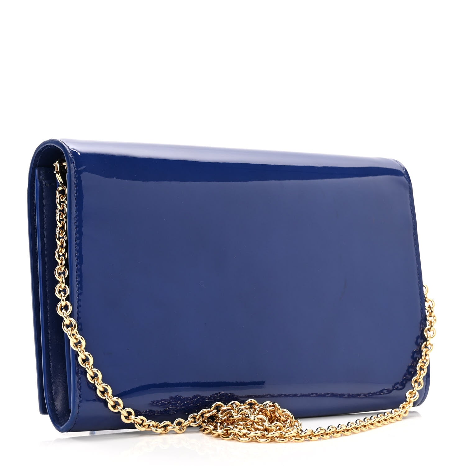 Saint Laurent Patent Calfskin Belle de Jour Chain Clutch Blue 3 of 9