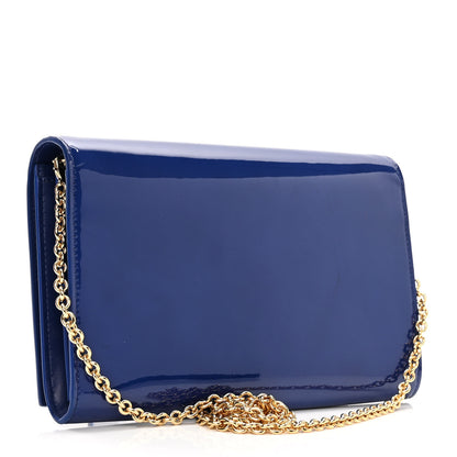 Saint Laurent Patent Calfskin Belle de Jour Chain Clutch Blue 3 of 9