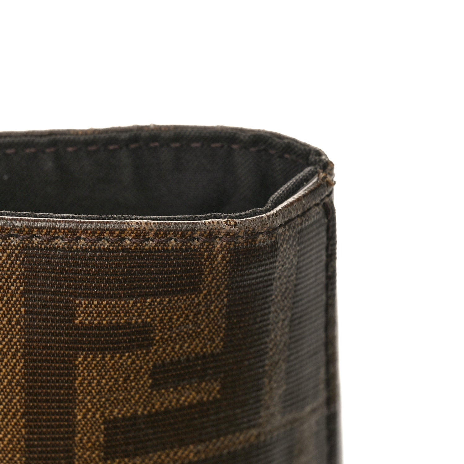 Fendi Glazed Fabric Vitello Century FF 1974 Stamp Patch Shopping Tote Mogano Panna Black 10 of 11