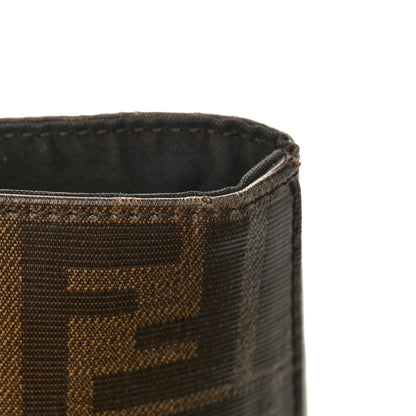 Fendi Glazed Fabric Vitello Century FF 1974 Stamp Patch Shopping Tote Mogano Panna Black 10 of 11