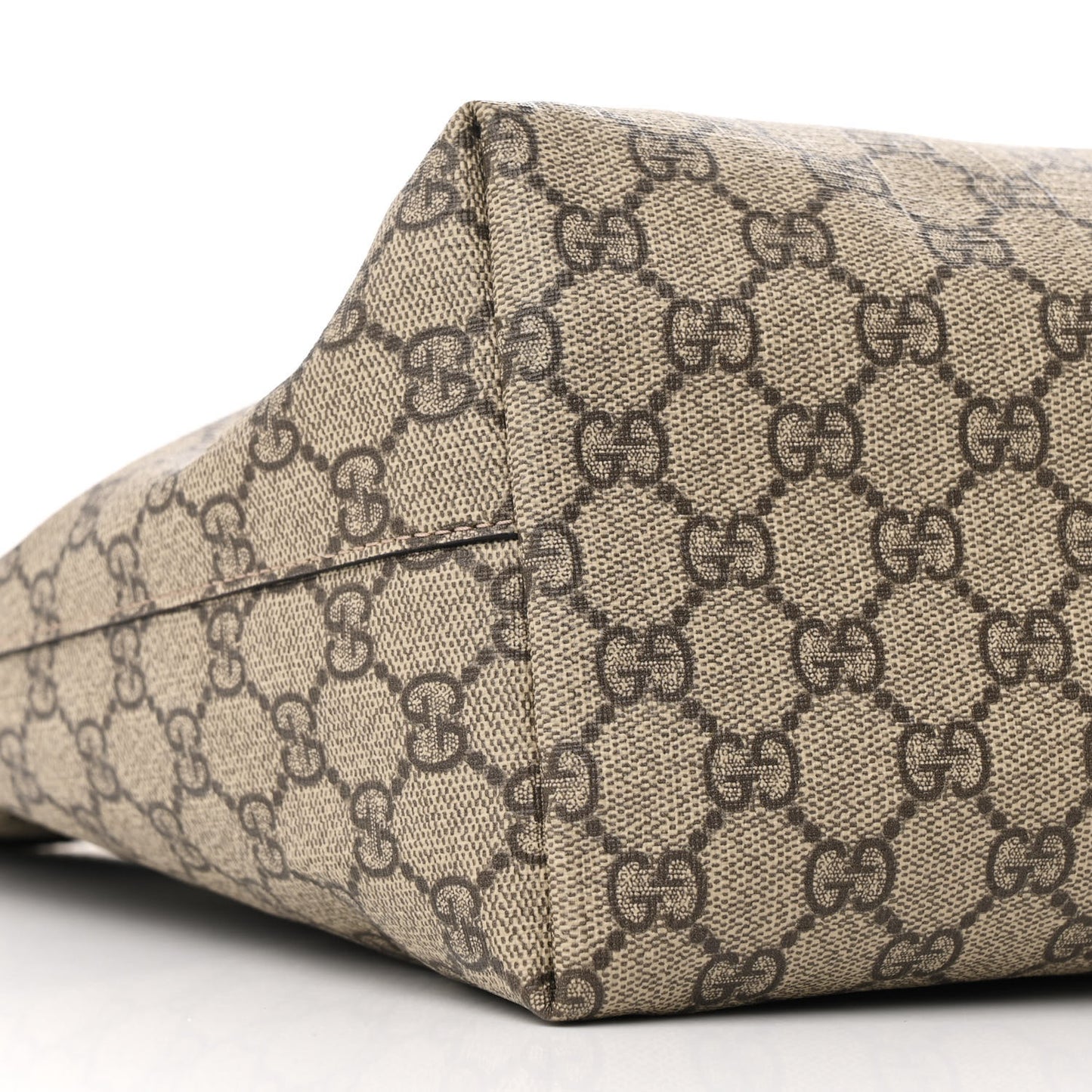 GG Supreme Monogram Textured Dollar Calfskin Web Medium Ophidia Shopping Tote Beige Ebony Mystic White