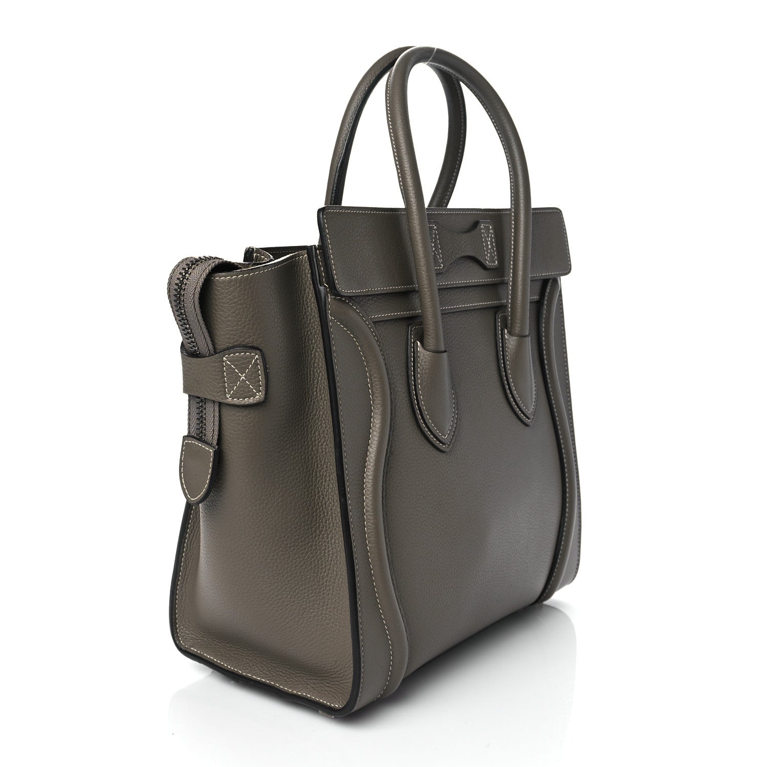 Celine Drummed Calfskin Micro Luggage Souris 2 of 9