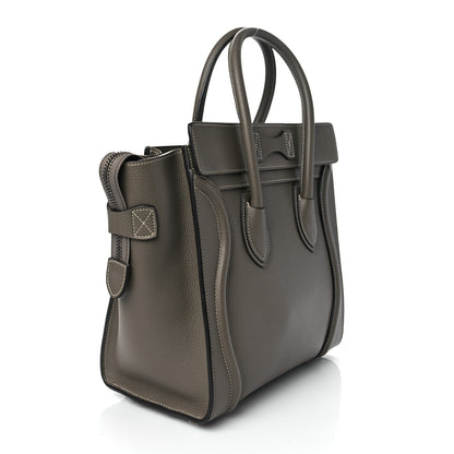 Celine Drummed Calfskin Micro Luggage Souris 2 of 9