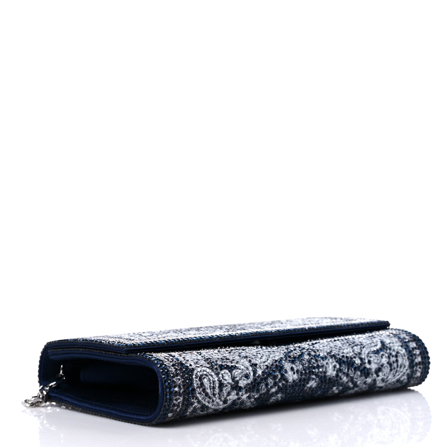 Judith Leiber Swarovski Crystal Bandana Clutch Blue White 4 of 9