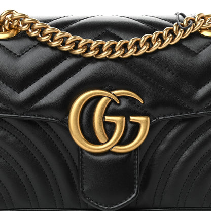 Gucci Calfskin Matelasse Mini GG Marmont Shoulder Bag Black 7 of 15