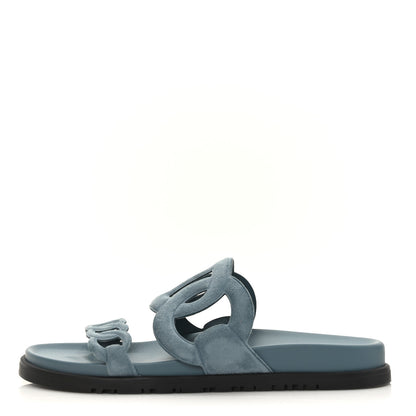 Hermes Suede Goatskin Extra Sandals 38 Bleu Pinede 1 of 8