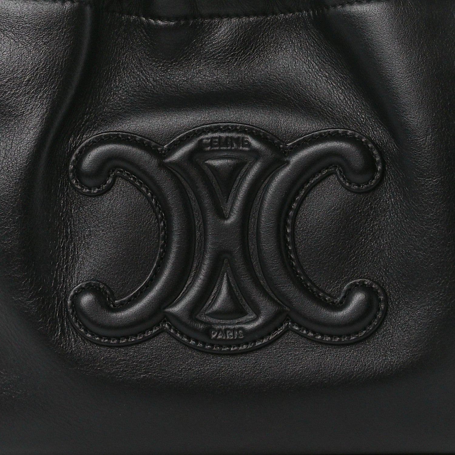 Celine Smooth Calfskin Cuir Small Triomphe Cabas Drawstring Black 8 of 10