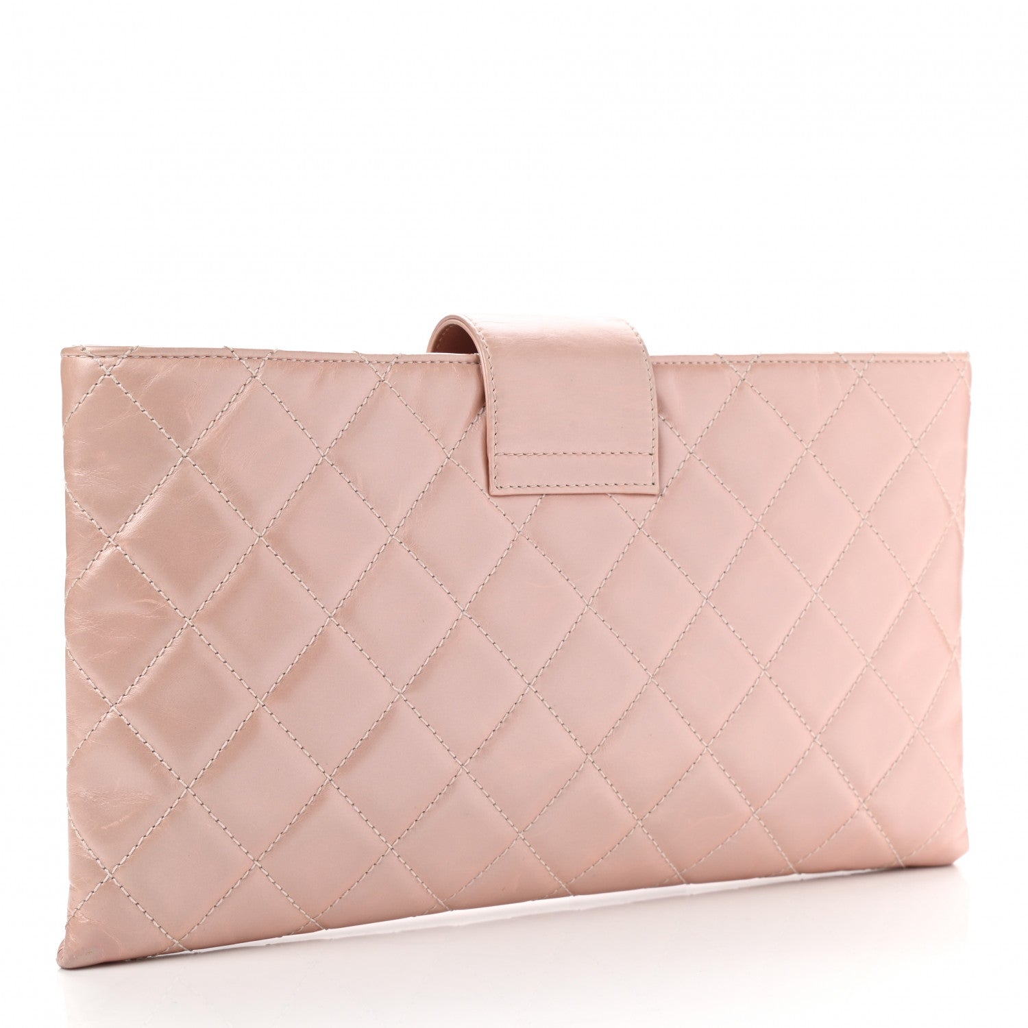 Chanel Glazed Calfskin Quilted Coco Pleats Clutch Light Pink 3 of 10