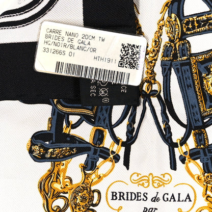 Hermes Silk Brides de Gala Nano Scarf 20 Black White Or 2 of 3