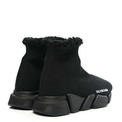 Balenciaga Technical 3D Recycled Knit Fake Fur Womens Speed 2.0 Sneakers 36 Monocolor Black 4 of 7