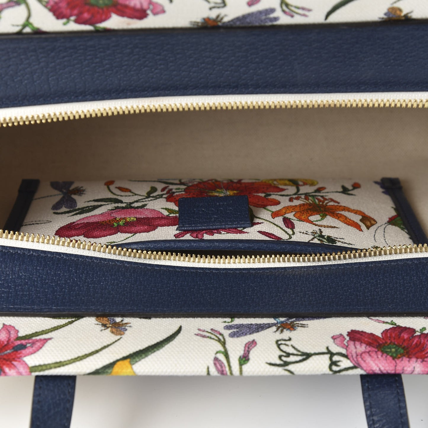Canvas Medium Flora Tote White Multicolor Blue Agata