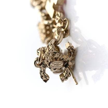 Chanel Crystal Enamel Pearl CC Logo Drop Earrings Gold Multicolor 4 of 5