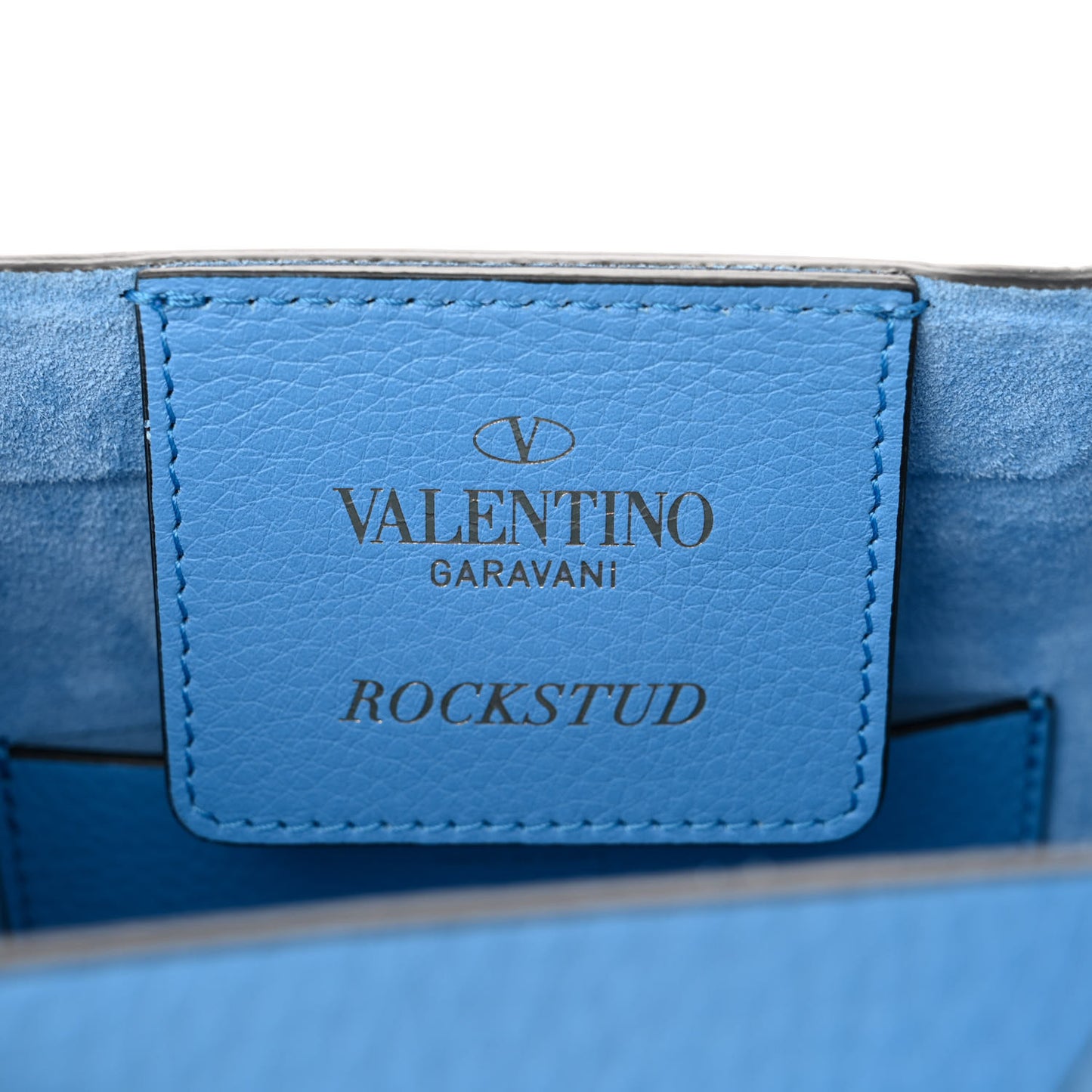 Pebbled Calfskin Small Rockstud Crossbody Tote Denim