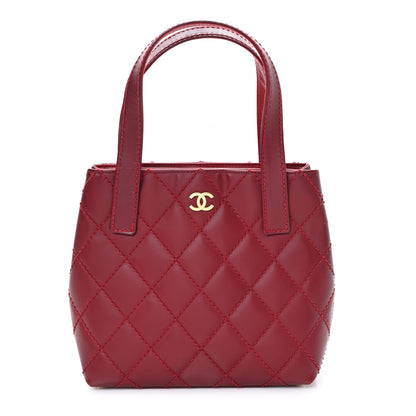 Chanel Calfskin Stitch Small Surpique Tote Red 1 of 12