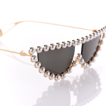 Gucci Metal Pearl Cat Eye Sunglasses GG0364S Gold 8 of 9