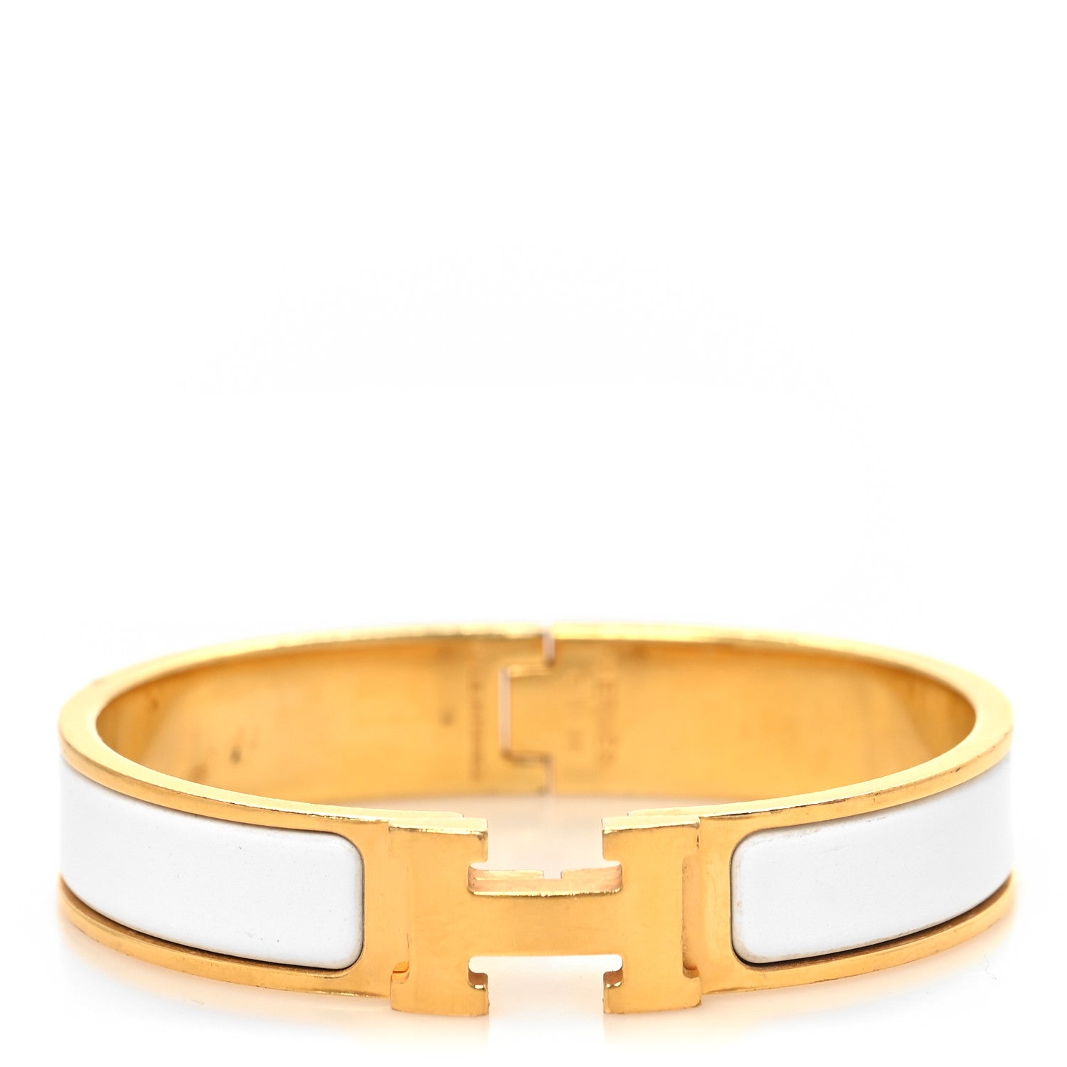 Hermes Enamel Narrow Clic Clac H Bracelet PM White 1 of 6
