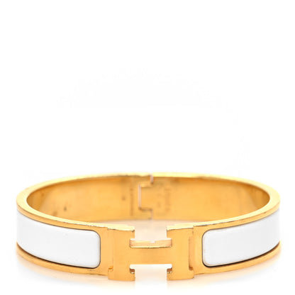 Hermes Enamel Narrow Clic Clac H Bracelet PM White 1 of 6