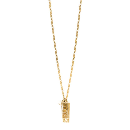 Chanel Metal Crystal CC Boy Pendant Long Necklace Gold 1 of 6