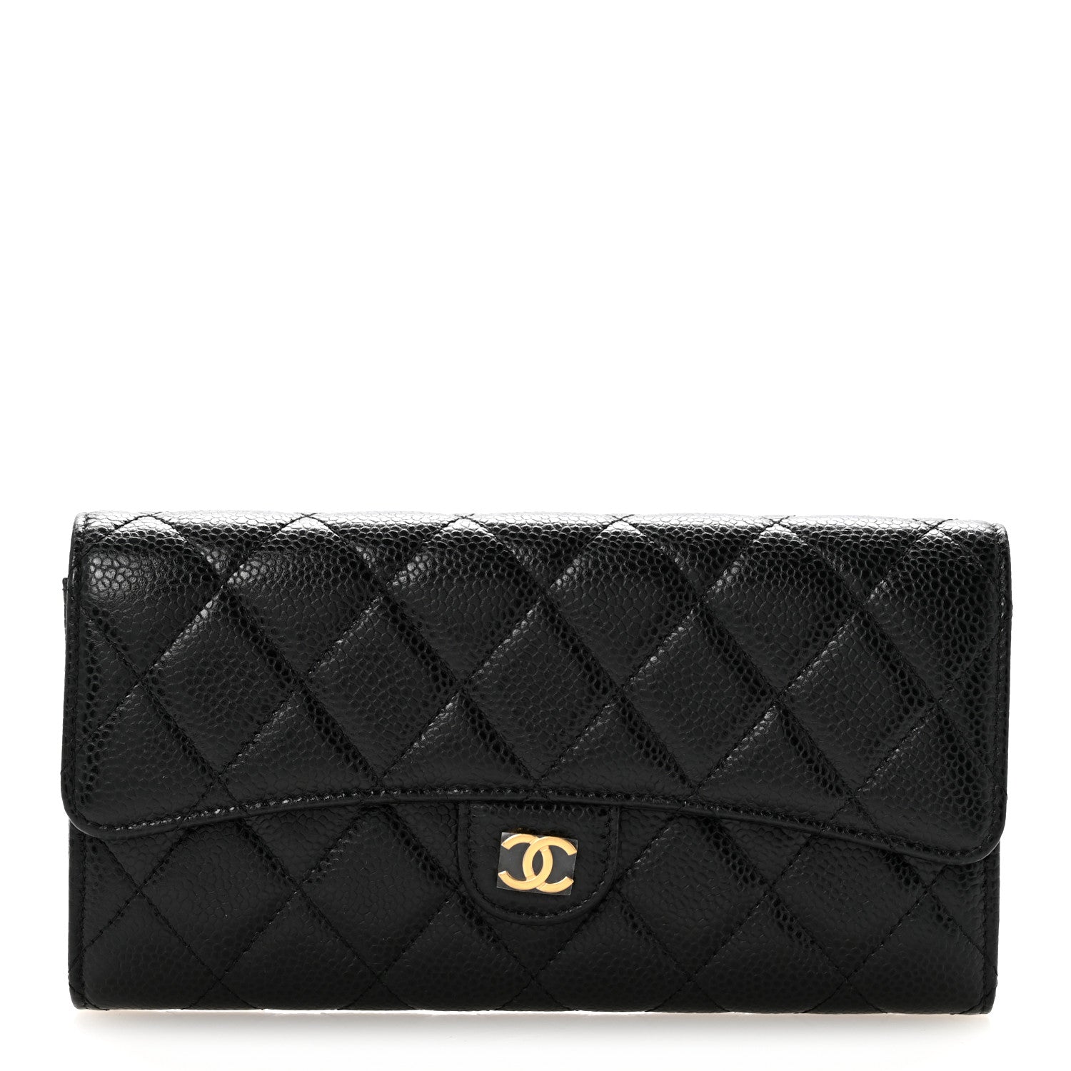 Chanel Caviar Quilted Large Gusset Flap Wallet Black 1 of 9