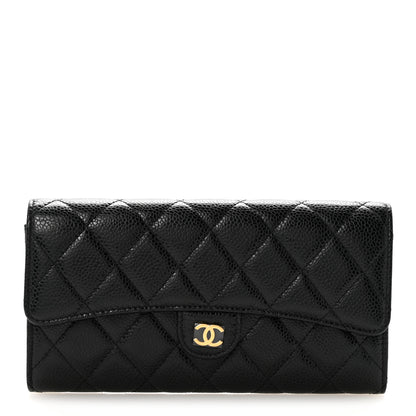 Chanel Caviar Quilted Large Gusset Flap Wallet Black 1 of 9